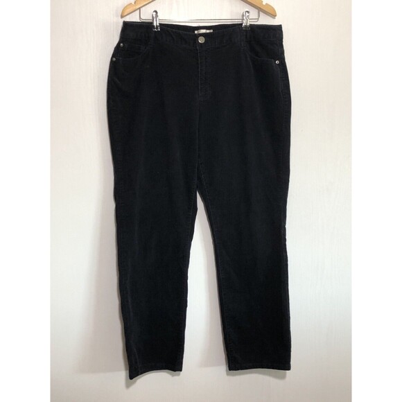 CJ Banks Corduroy Pants Women's 16W Black Straight Leg Pinwhale - Picture 1 of 9